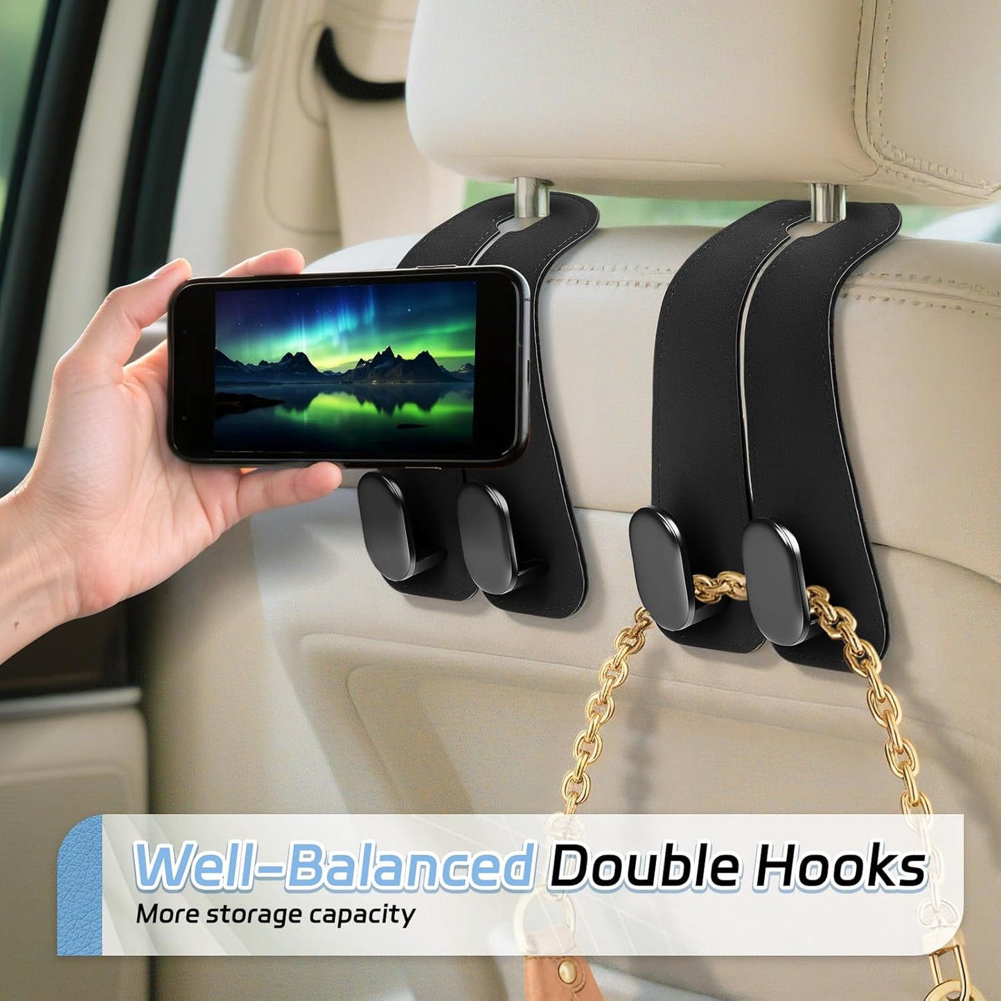 Infinix Car Seat Headrest Hook Heavy-Duty Organizer Pack of 2