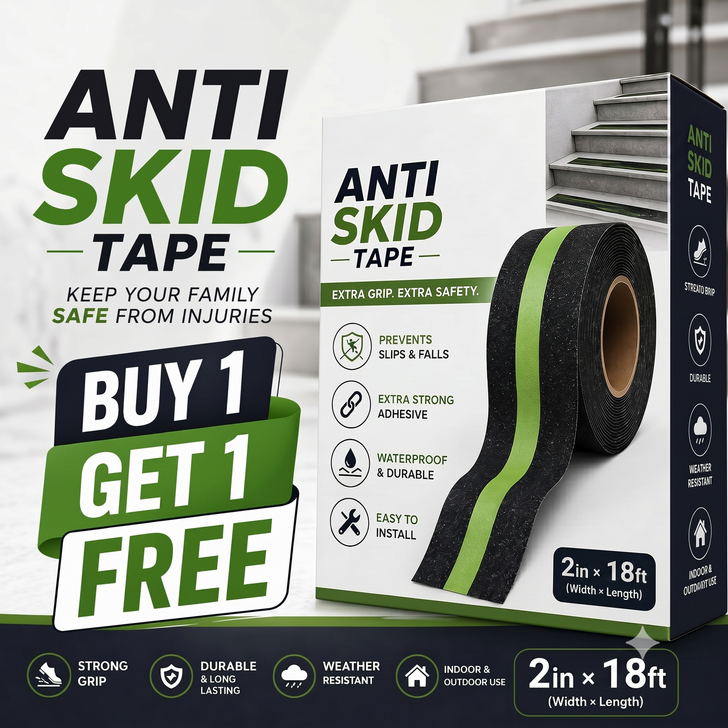 My Store Anti Skid Glow In The Dark Tape 2 in x 18 ft