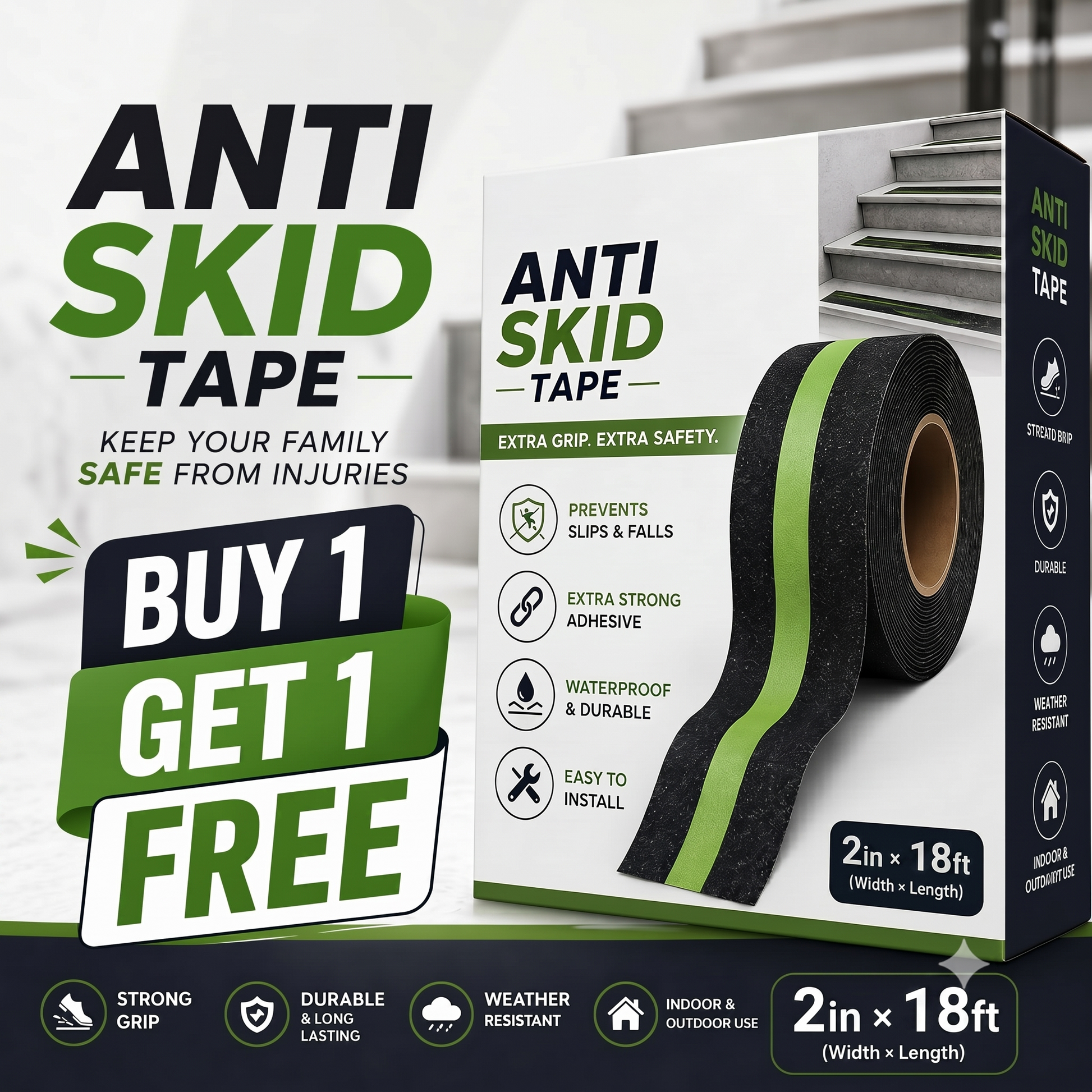 My Store Anti Skid Glow In The Dark Tape 2 in x 18 ft