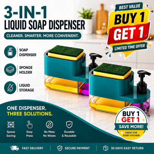 🧼 3-in-1 Liquid Soap Dispenser |(Buy 1 Get 1 Free)