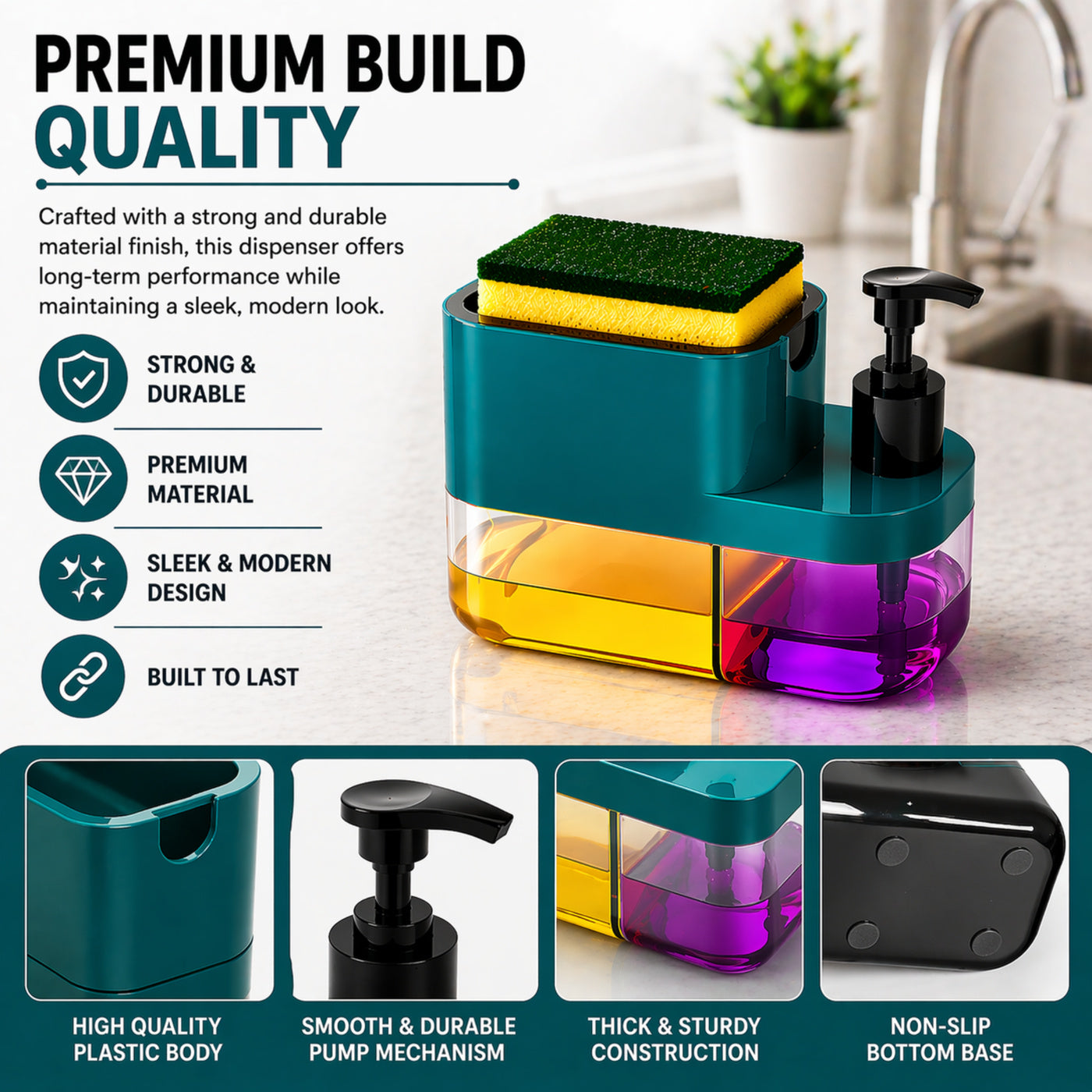 🧼 3-in-1 Liquid Soap Dispenser |(Buy 1 Get 1 Free)